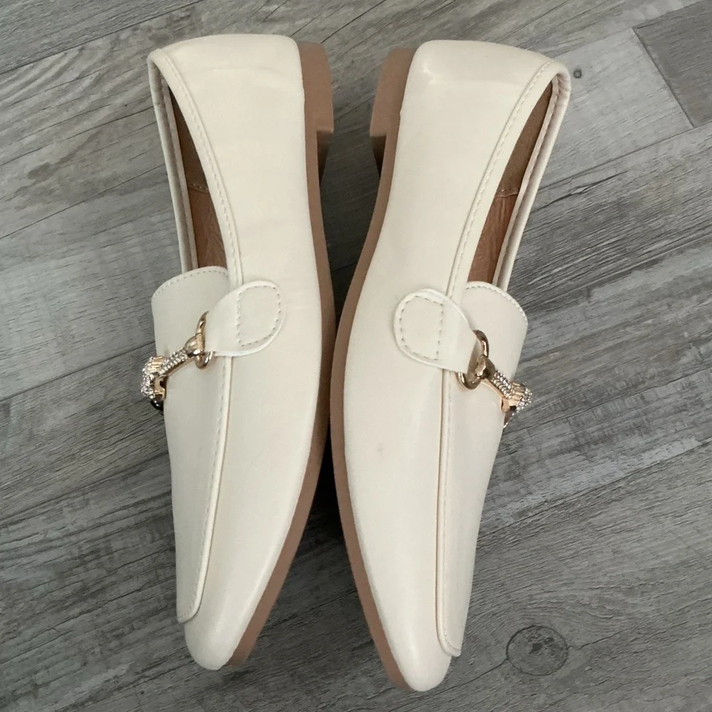 Charlotte Russe Cream Flat Loafers